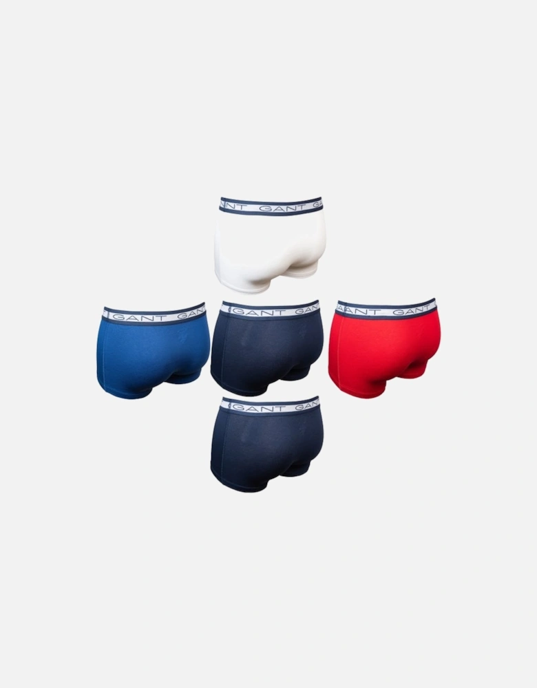 5-Pack Striped Waist Boxer Trunks, Red/Navy/White/Blue