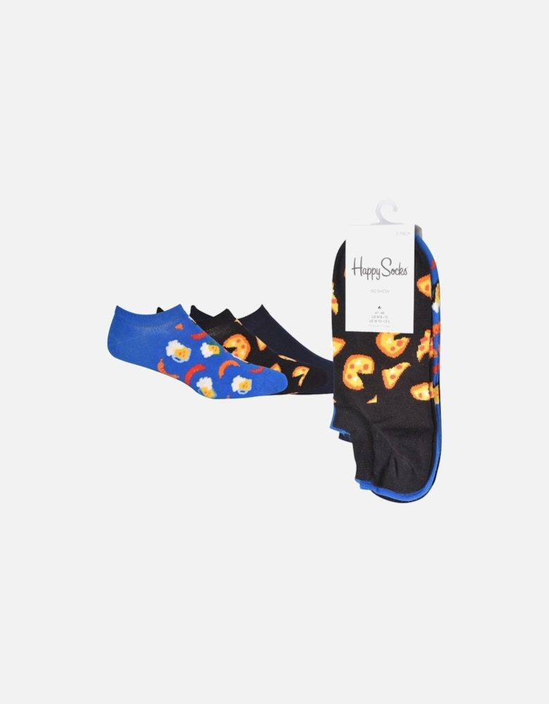 3-Pack Junk Food Trainer Socks, Black/blue