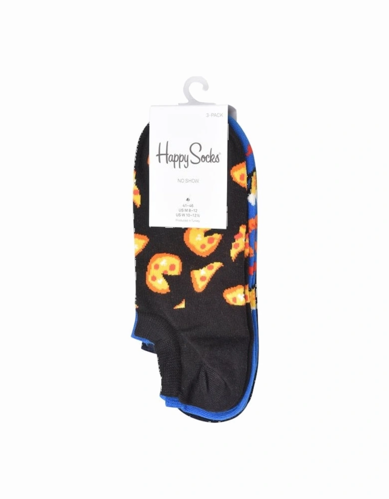 3-Pack Junk Food Trainer Socks, Black/blue