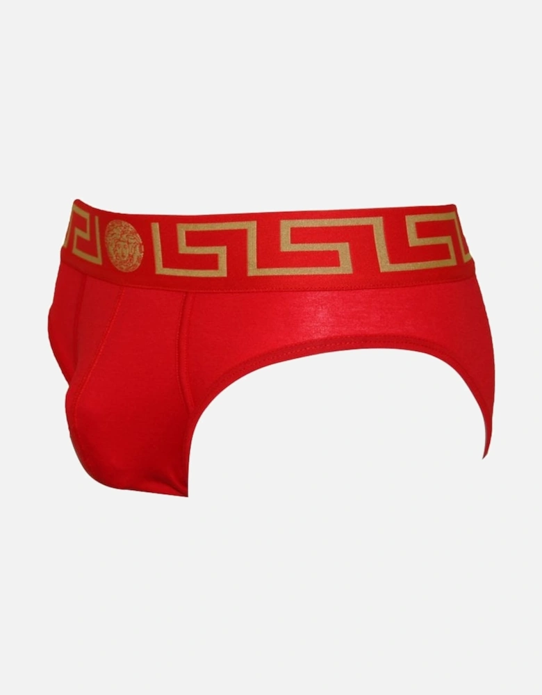 Iconic Greca Low-Rise Brief, Red/gold