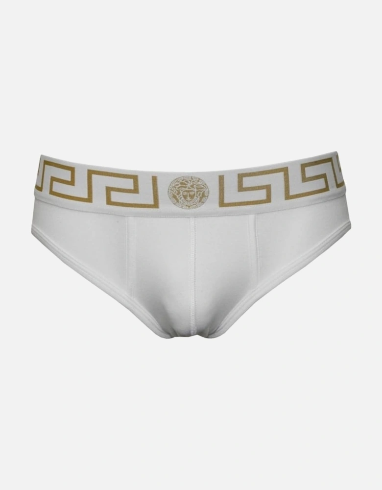 Greca Border Low Rise Briefs, White