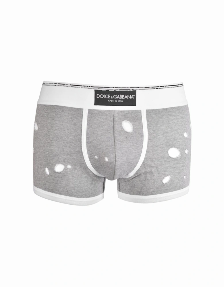 Made In Italy Label Distressed-Look Boxer Trunk, Grey/white