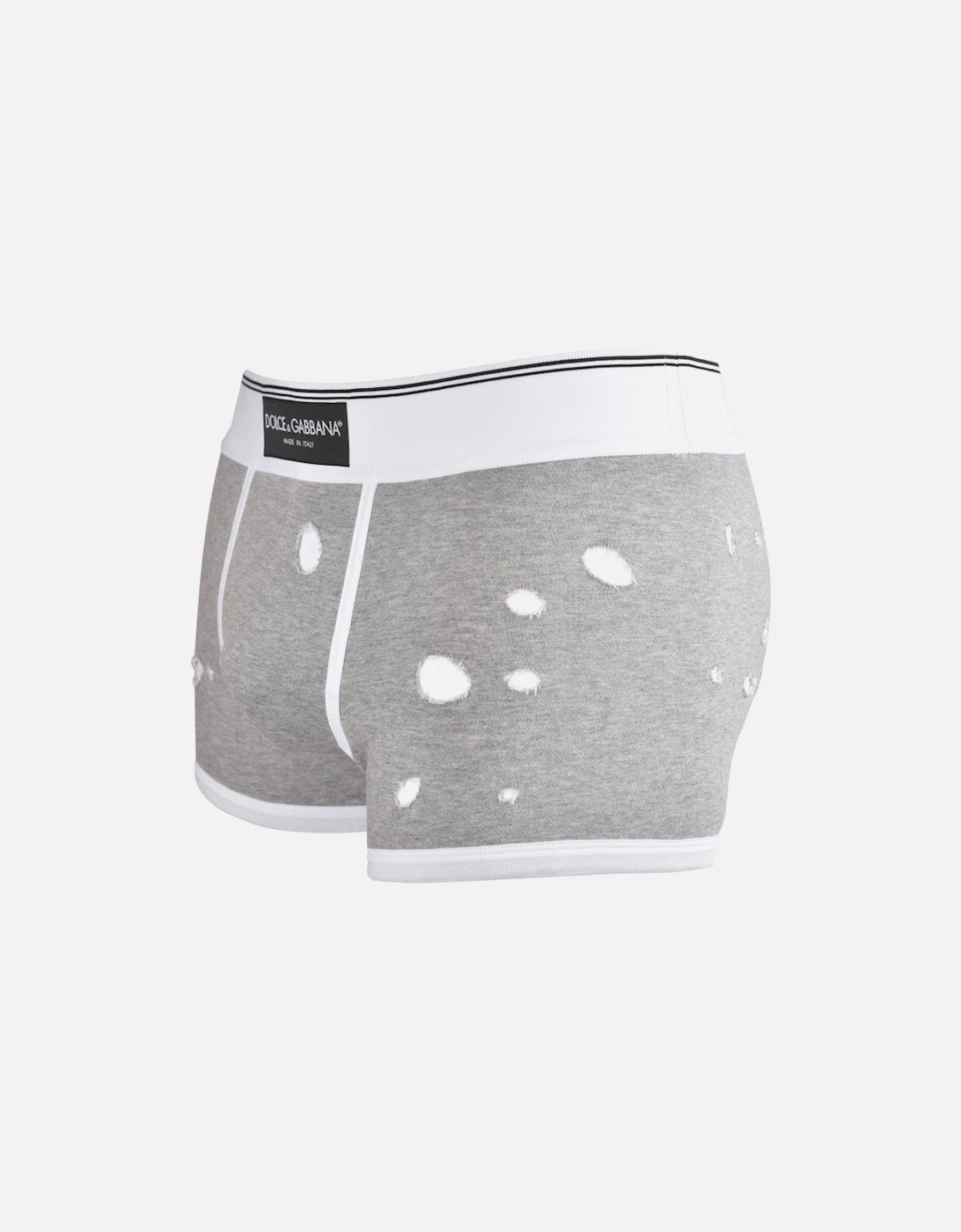 Made In Italy Label Distressed-Look Boxer Trunk, Grey/white