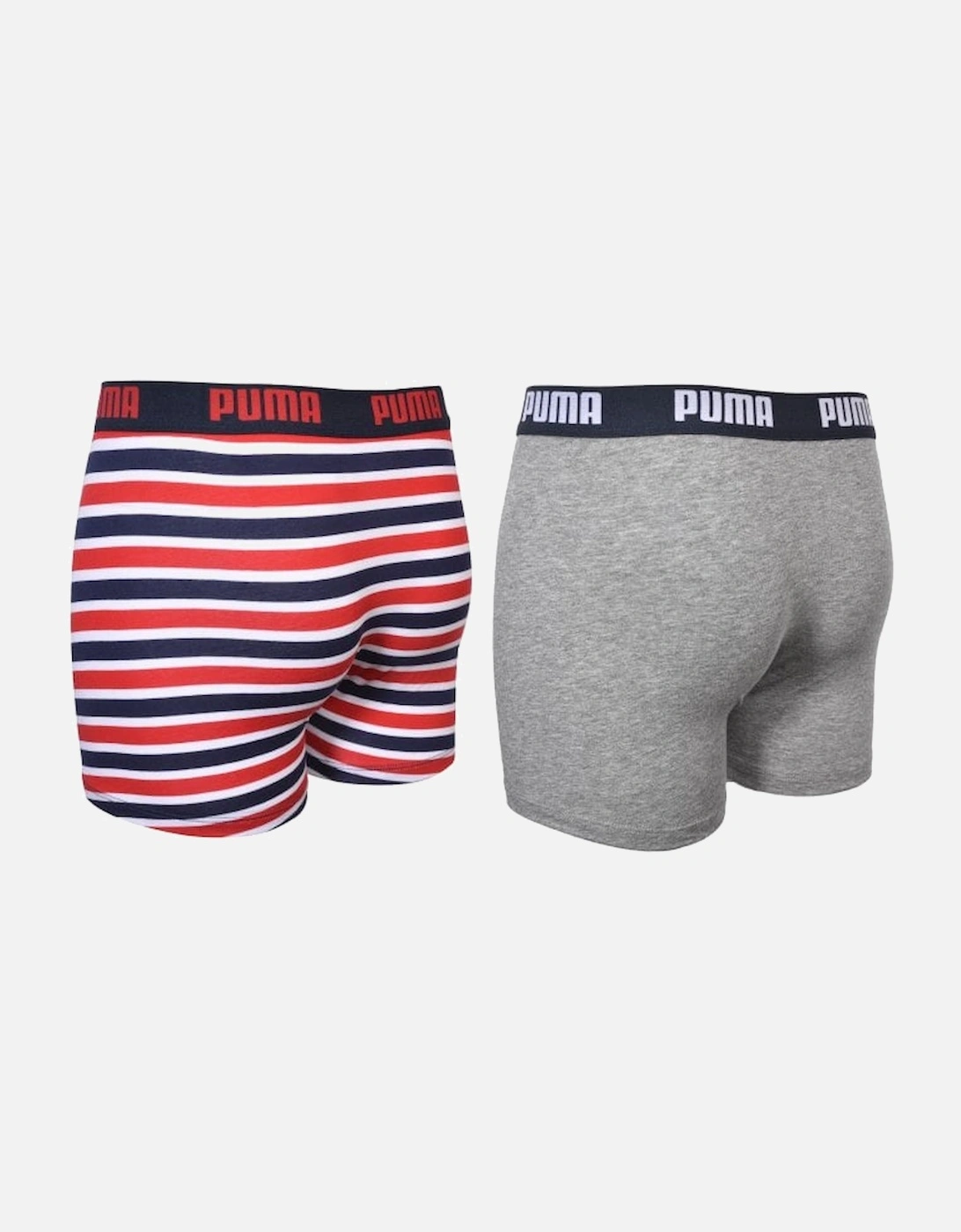 2-Pack Stripe & Solid Boys Boxer Briefs, Red/Grey