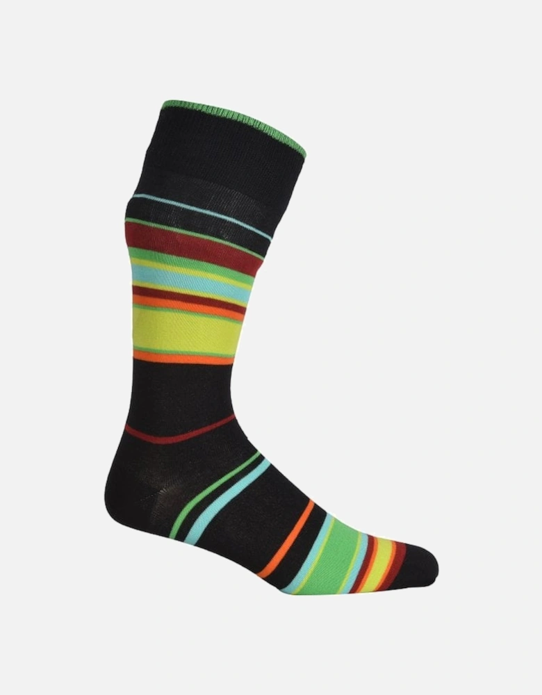 Magnetic Field Striped Socks, Black/multi