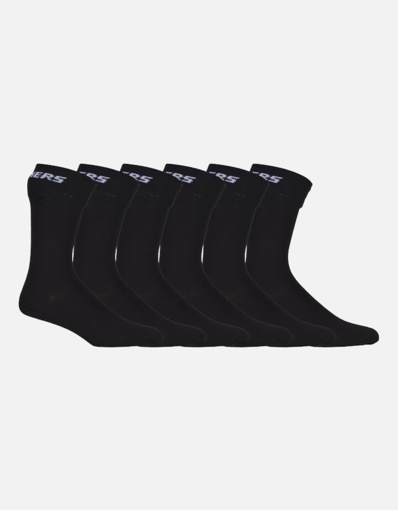6-Pack Mesh Ventilation Crew Socks, Black
