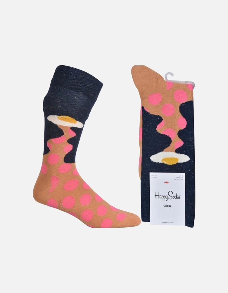 Egg Invader Socks, Navy/pink