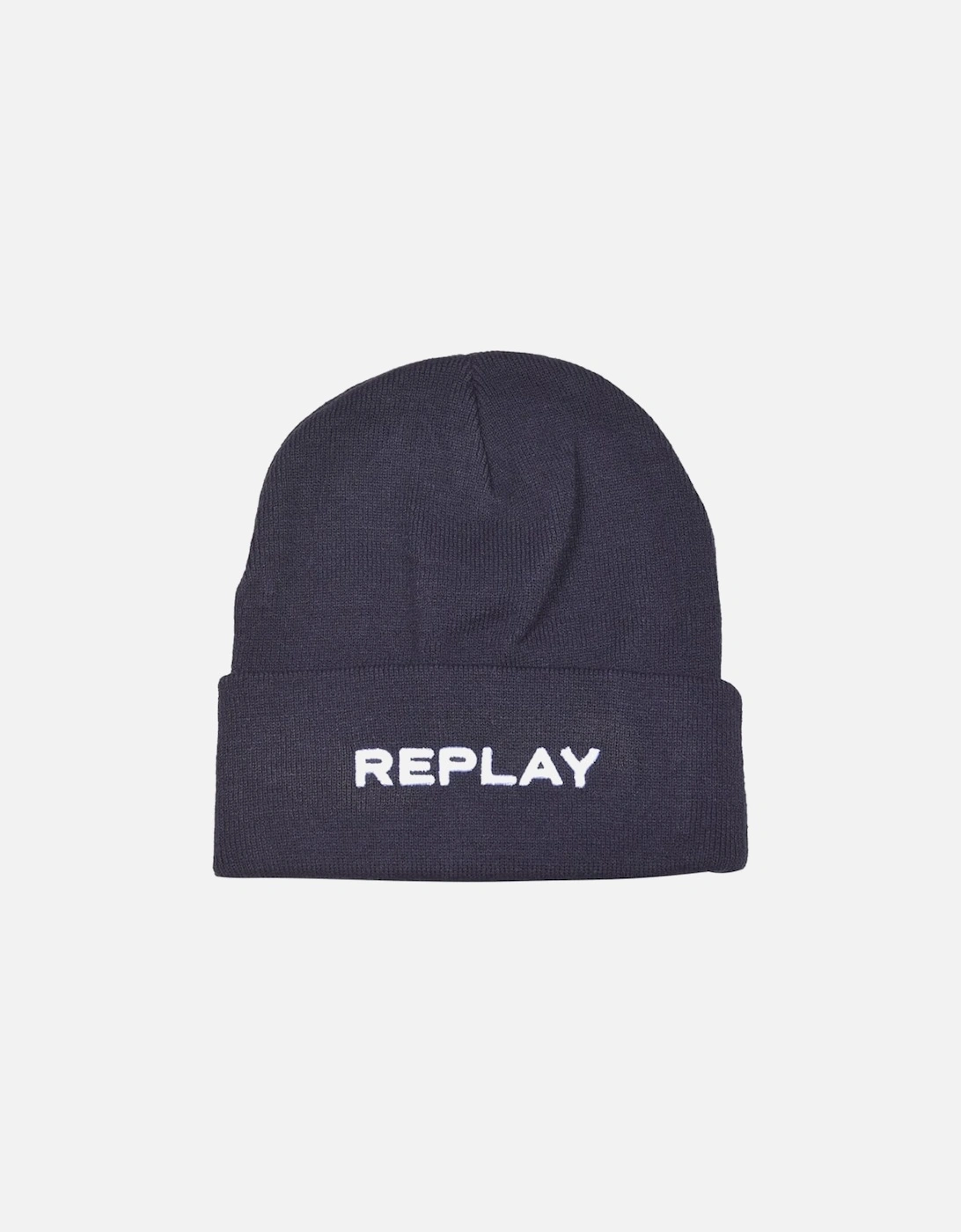 Embroidered Logo Beanie Hat, Navy