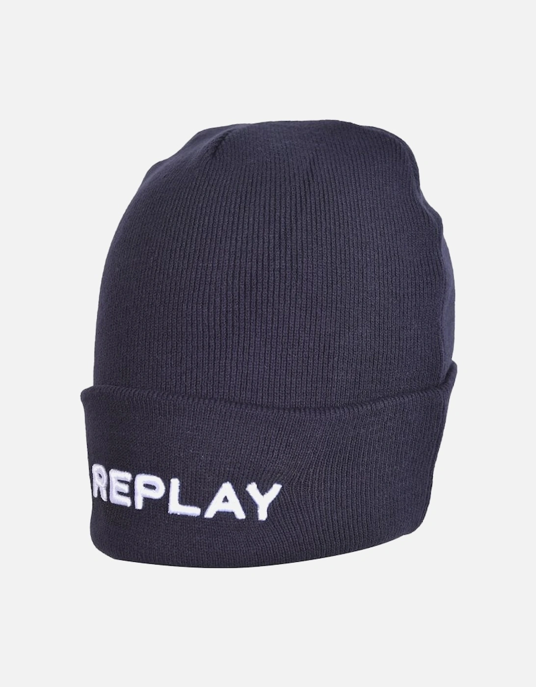 Embroidered Logo Beanie Hat, Navy