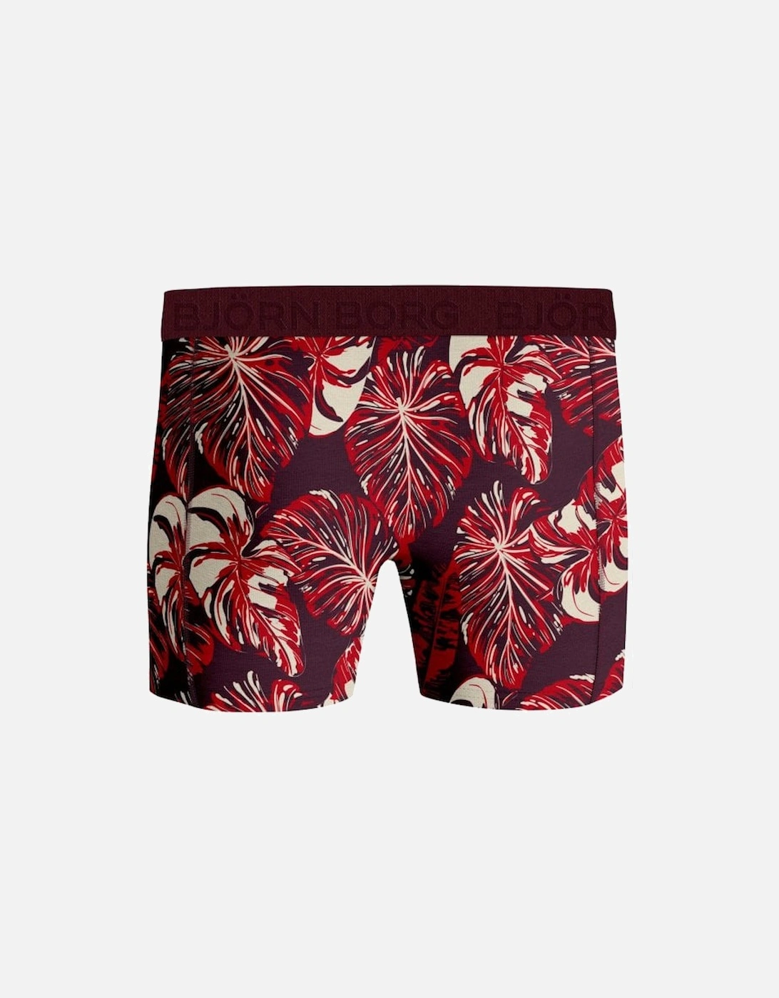 3-Pack Leafy Contrast Logo Boys Boxer Trunks, Burgundy/blue