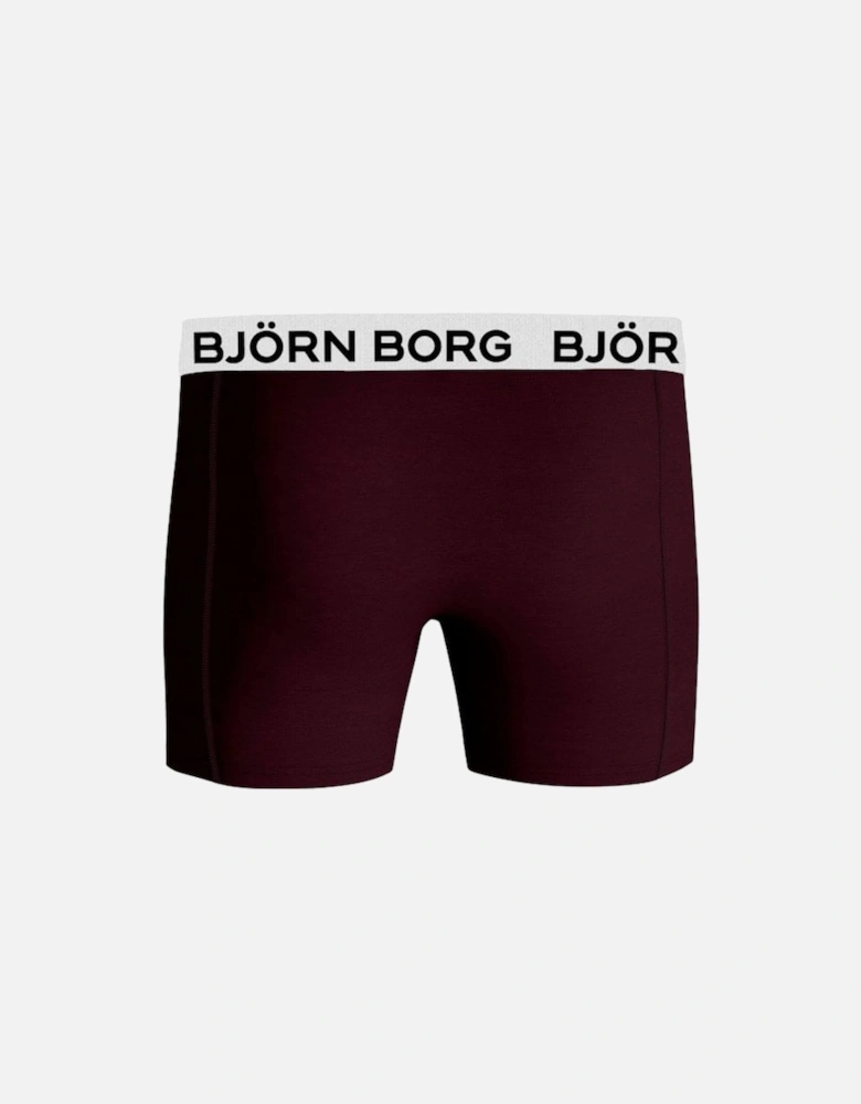 3-Pack Leafy Contrast Logo Boys Boxer Trunks, Burgundy/blue