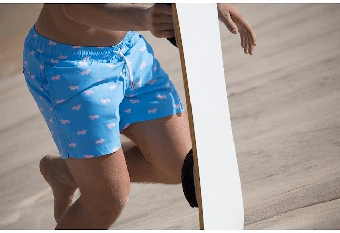 Swimming Pigs Swim Shorts, Ocean Blue