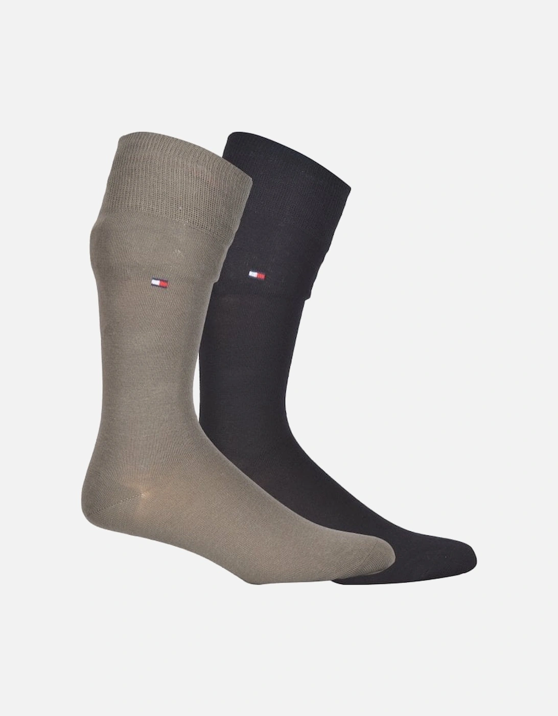 2-Pack Classic Logo Socks, Black/Khaki