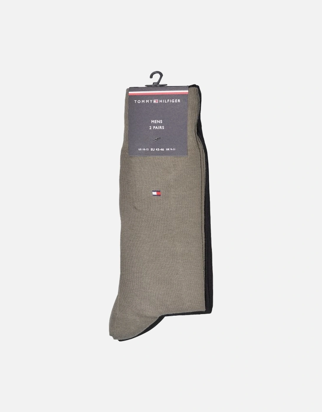 2-Pack Classic Logo Socks, Black/Khaki