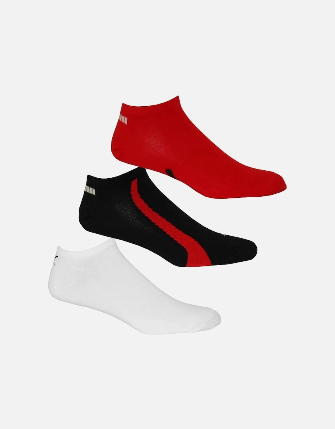 3-Pack Lifestyle Trainer Socks, Black/White/Red, 6 of 5