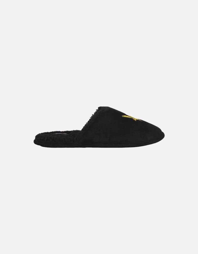 Embroidered Logo Mule Slippers, Black
