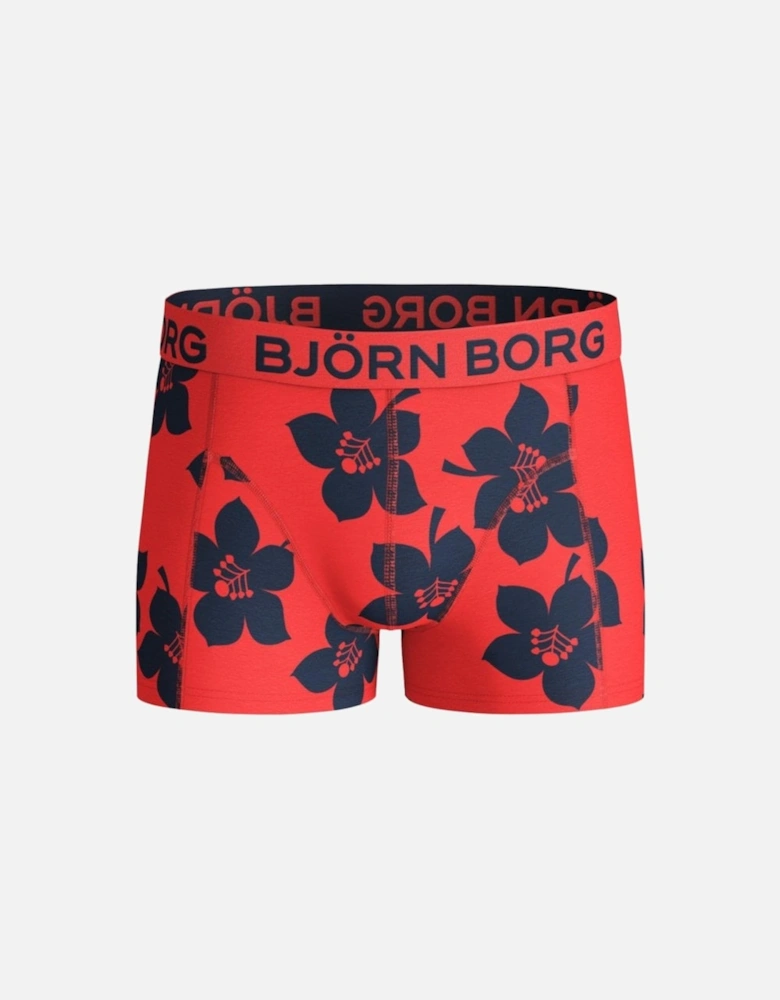 2-Pack Tennis Match & Floral Boys Boxer Trunks, Black/Coral