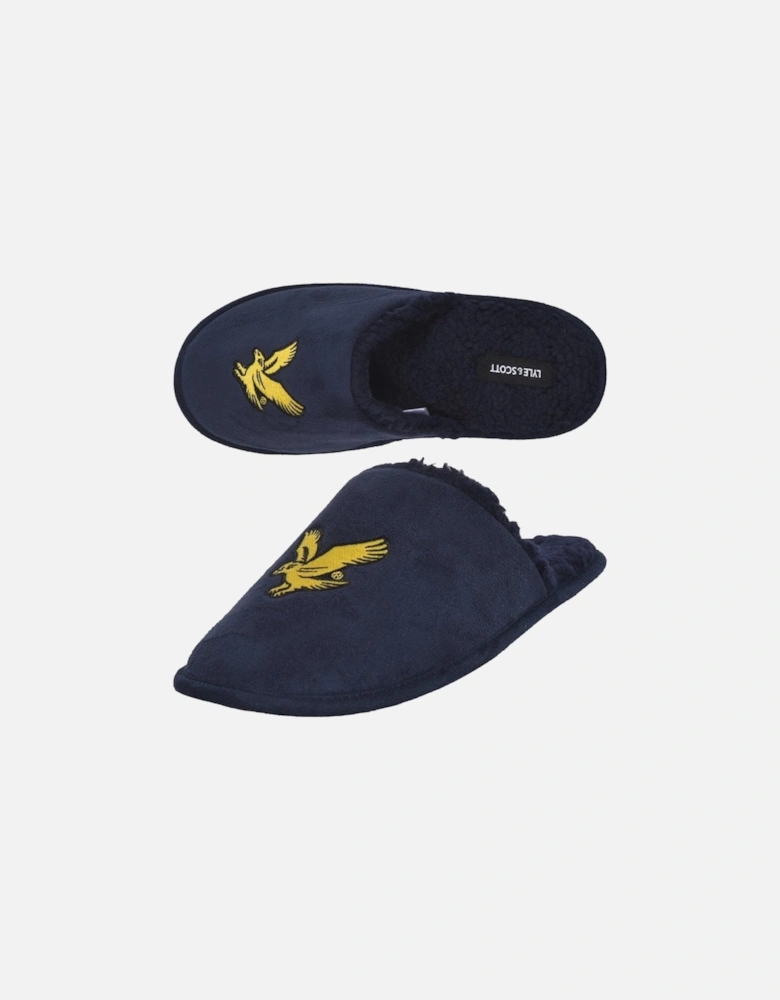 Embroidered Logo Mule Slippers, Navy