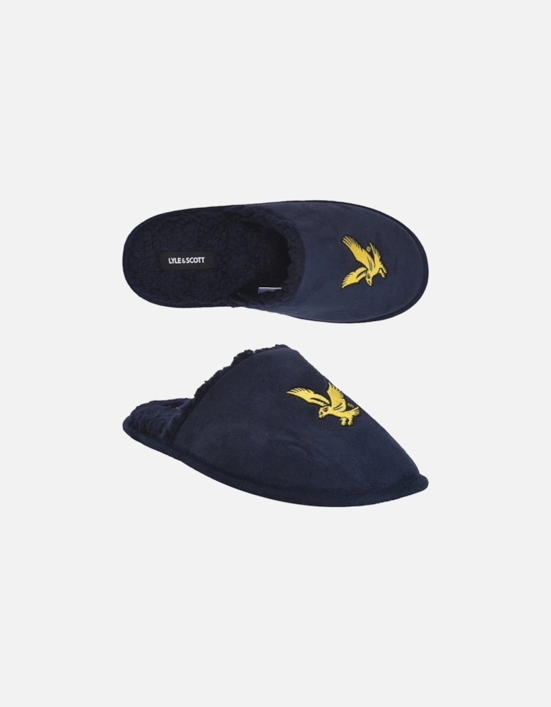 Embroidered Logo Mule Slippers, Navy