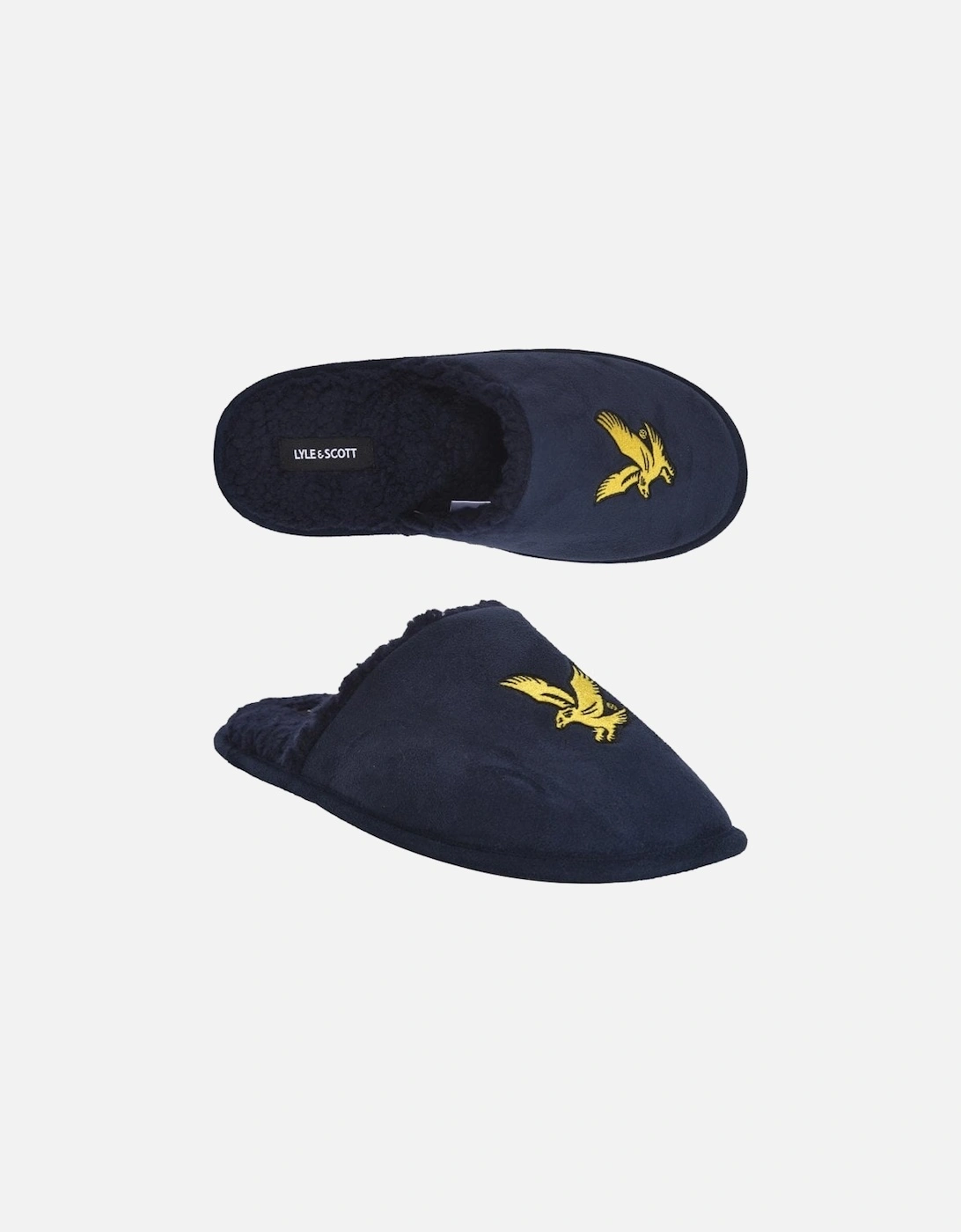 Embroidered Logo Mule Slippers, Navy