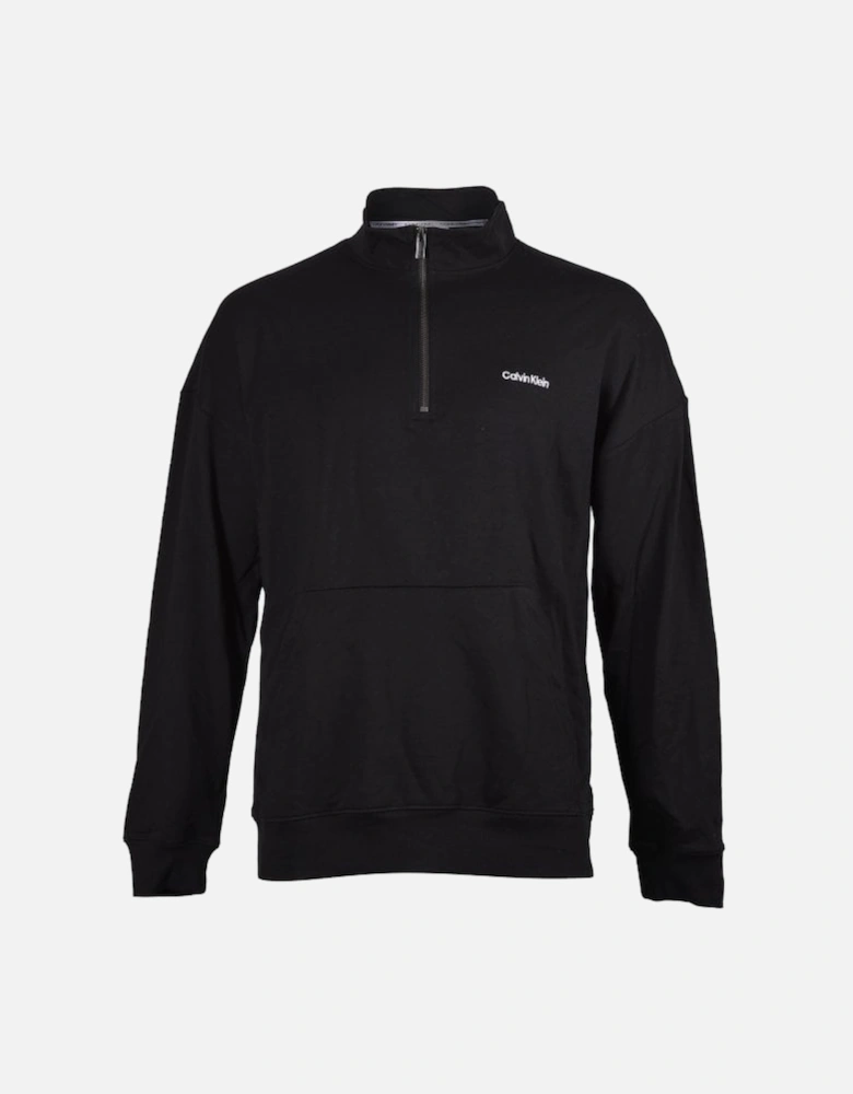 Embroidered Logo Qtr-Zip Track Jacket, Black