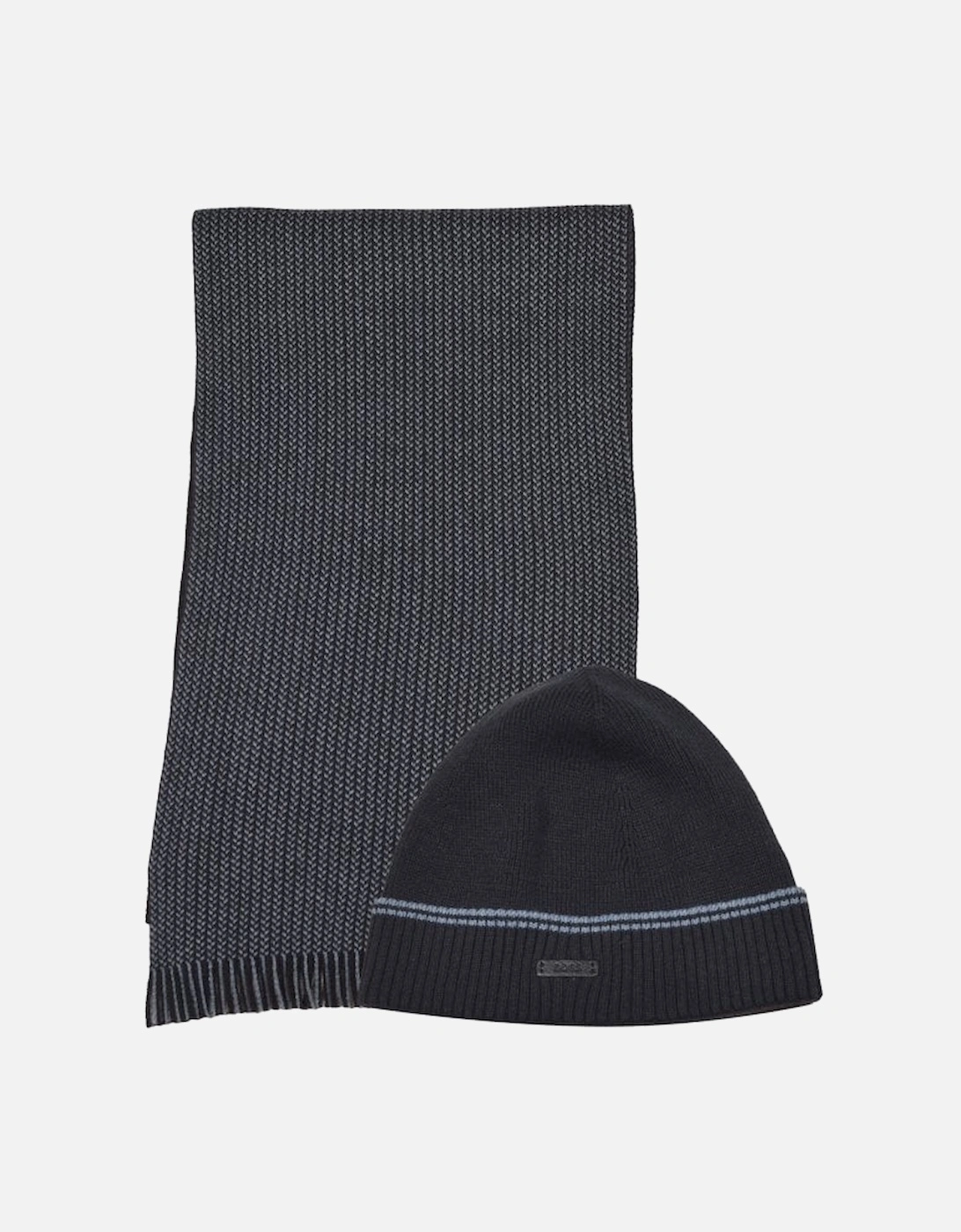 Premium Beanie Hat & Scarf Gift Set, Dark Blue