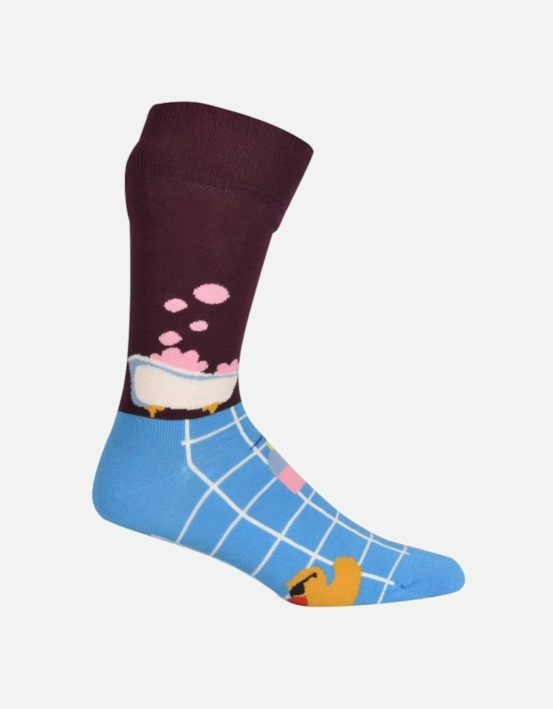 Me Time Socks, Burgundy/Blue