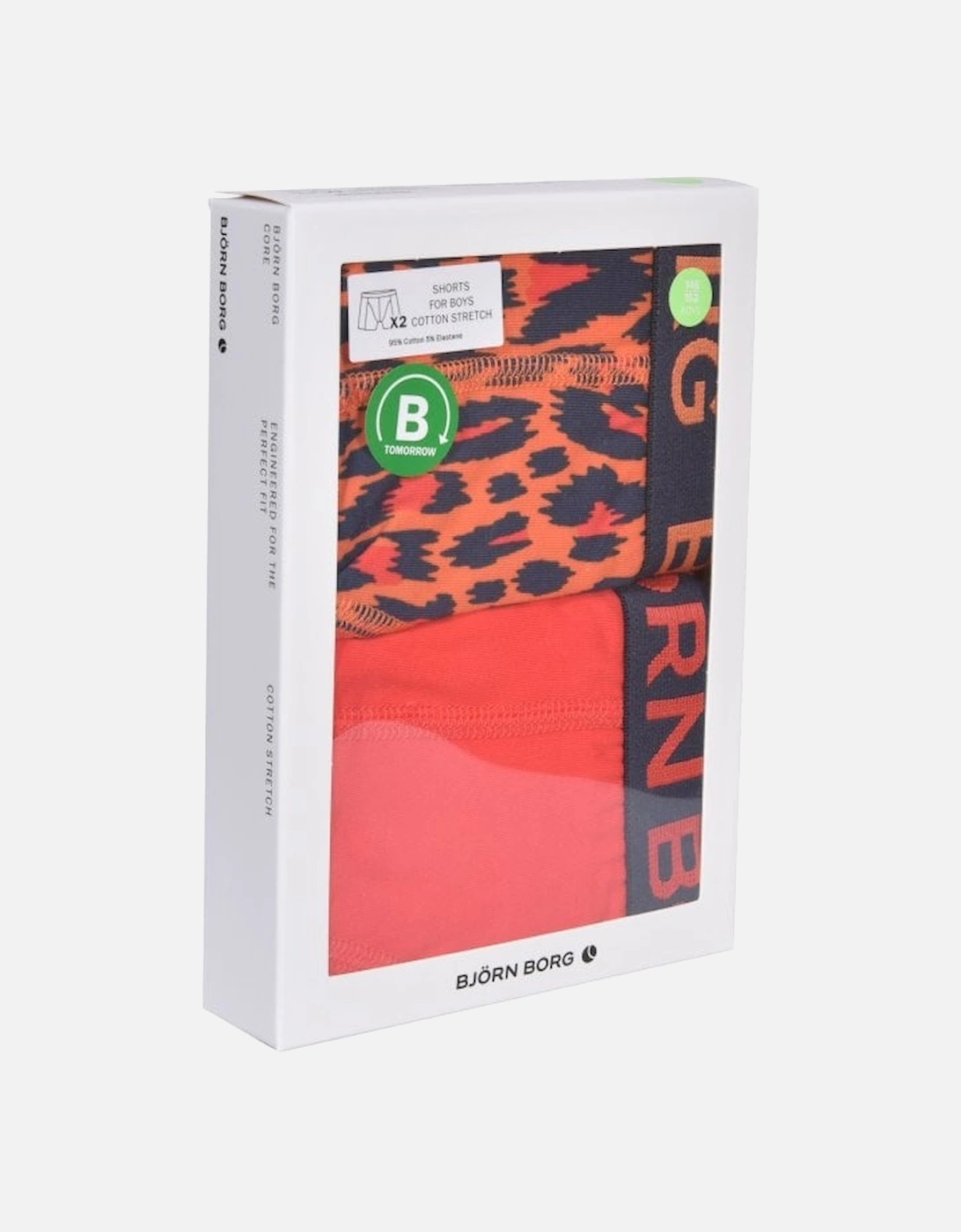 2-Pack Tiger Print & Solid Boys Boxer Trunks, Vermillion Orange
