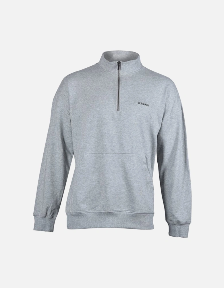 Embroidered Logo Qtr-Zip Track Jacket, Grey Heather