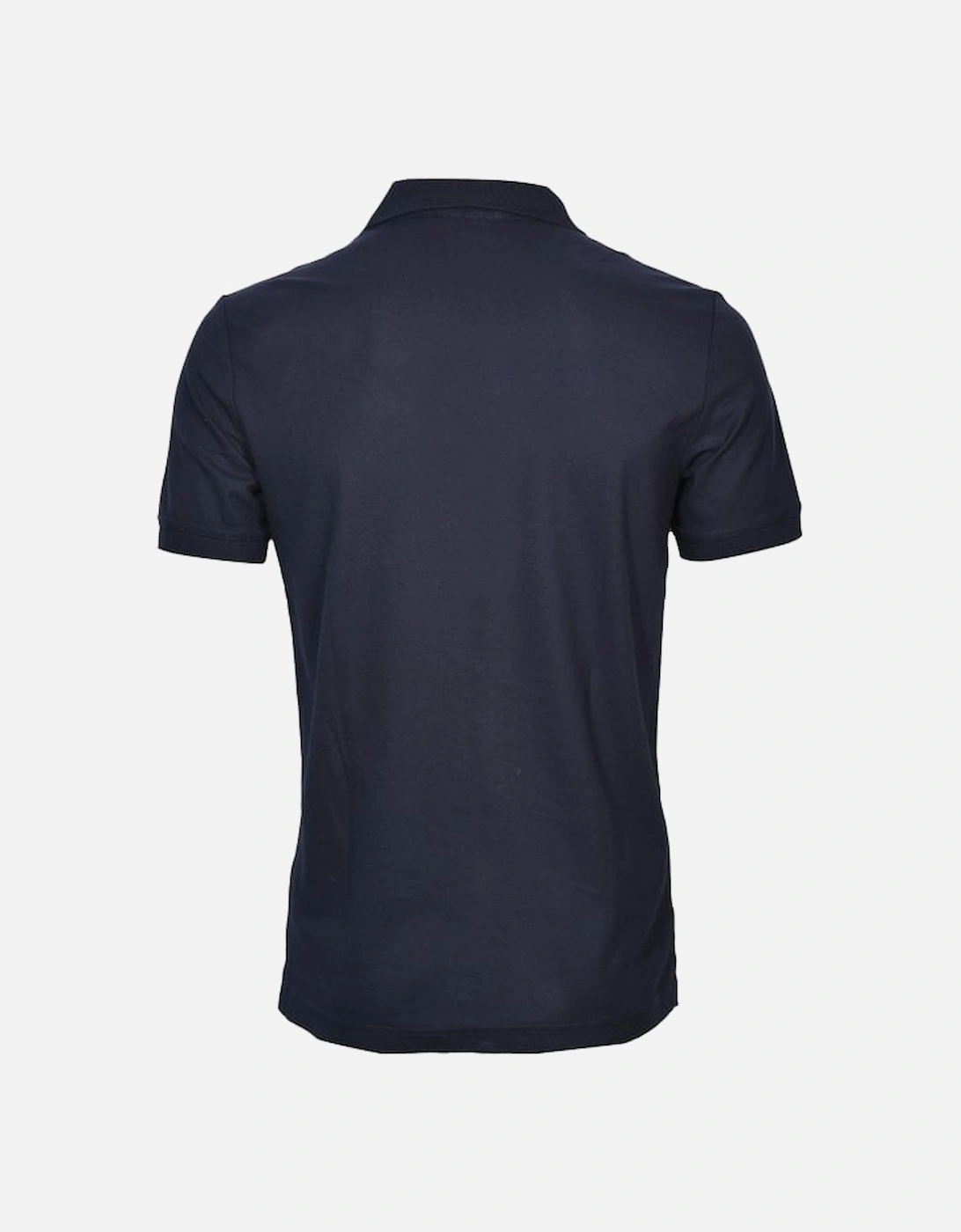 Embroidered Logo Refined Pique Cotton Polo Shirt, Navy