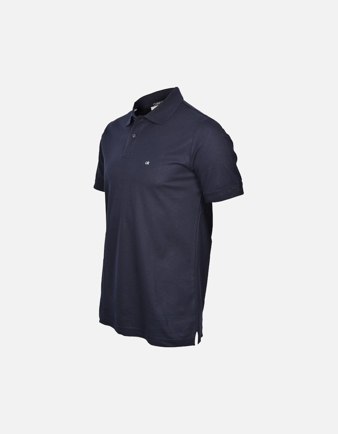 Embroidered Logo Refined Pique Cotton Polo Shirt, Navy