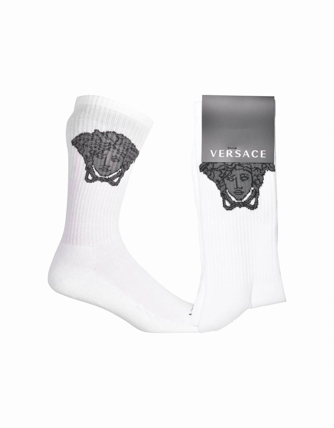 Medusa Jacquard Logo Sports Socks, White/black, 4 of 3