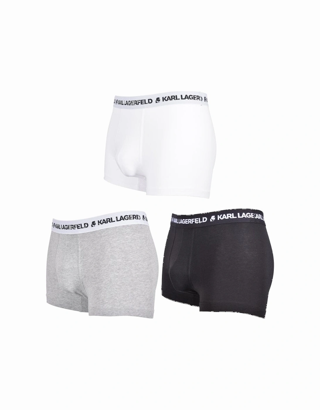 3-Pack Logo Boxer Trunks, Black/White/Grey