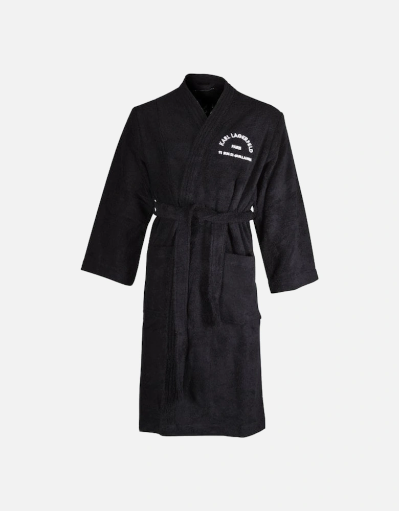 Address Logo Towelling Bathrobe, Black