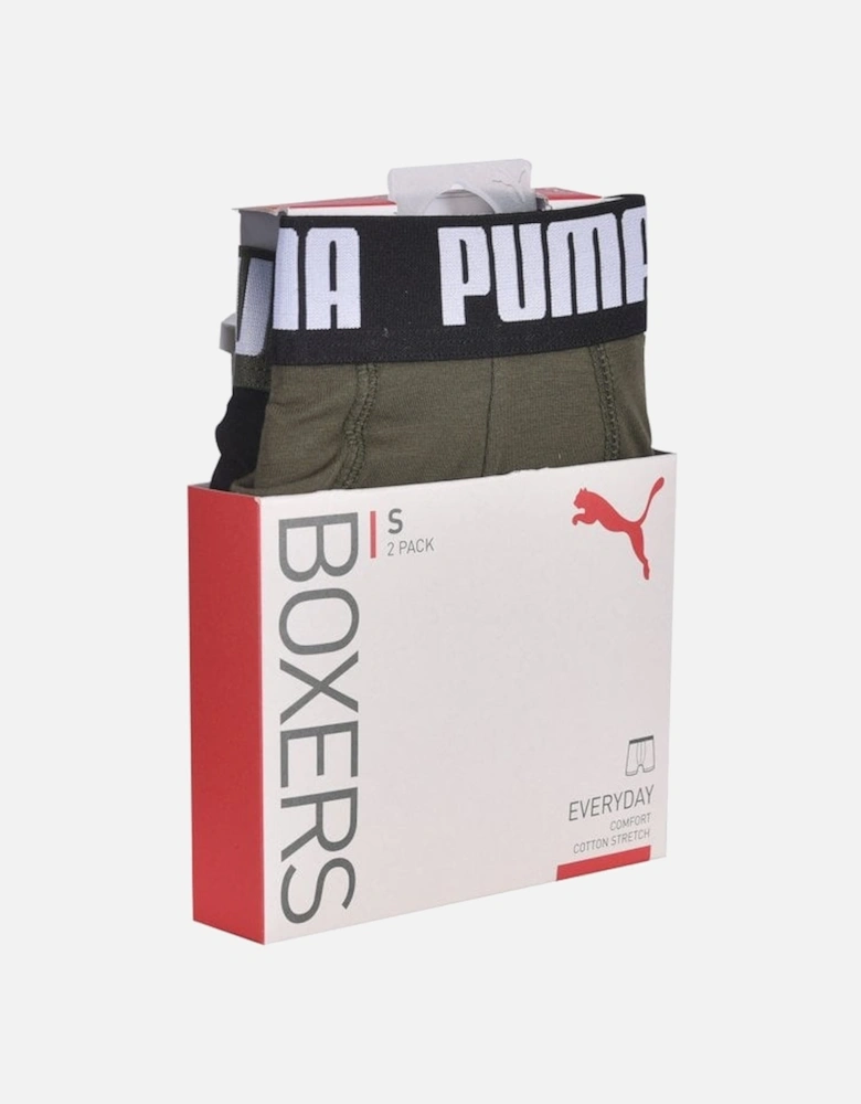 2-Pack Coloured Waistband Boxer Briefs, Khaki/Black