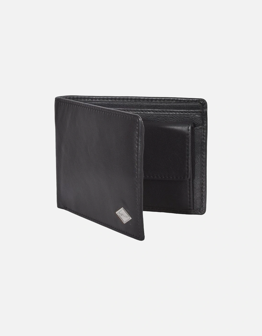 Premium Bi-Fold Coin-Pocket Leather Wallet, Black