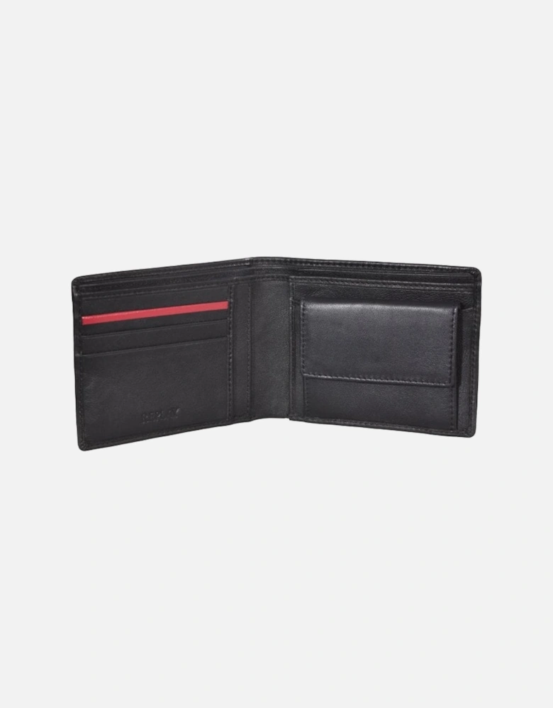 Premium Bi-Fold Coin-Pocket Leather Wallet, Black