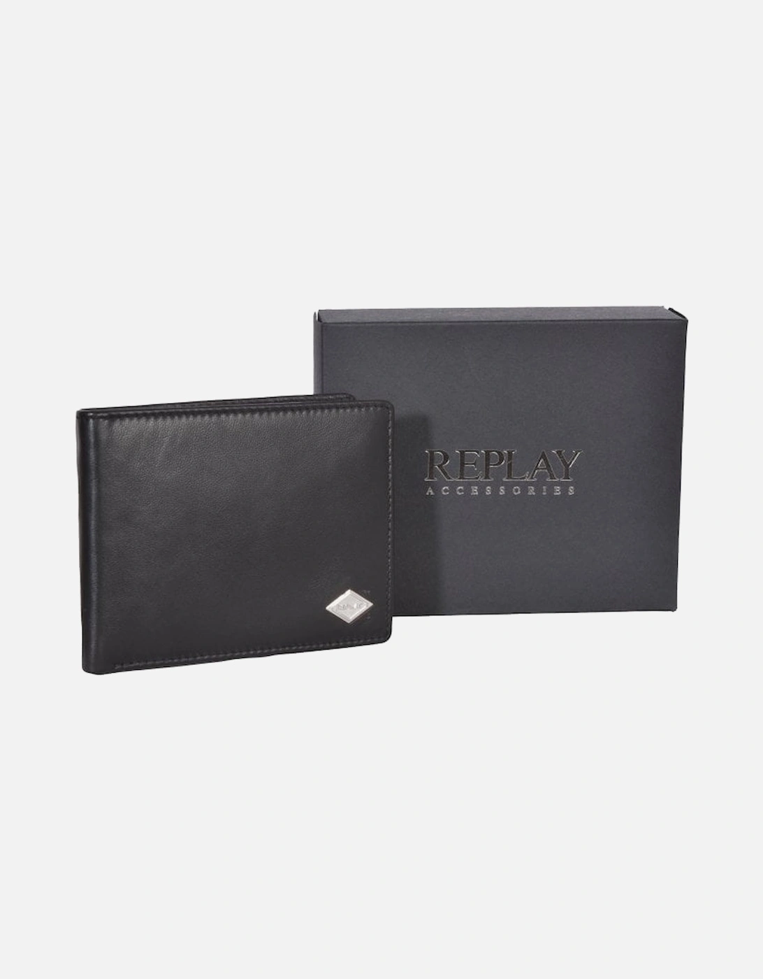 Premium Bi-Fold Coin-Pocket Leather Wallet, Black