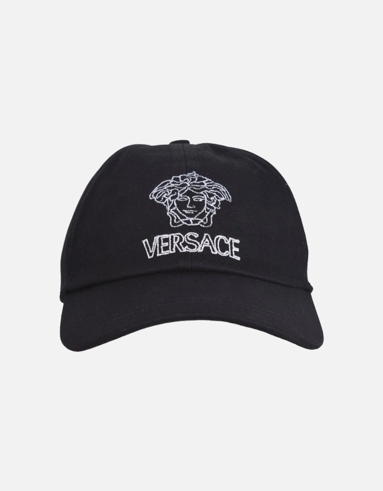 Medusa Logo Baseball Cap, Black/white