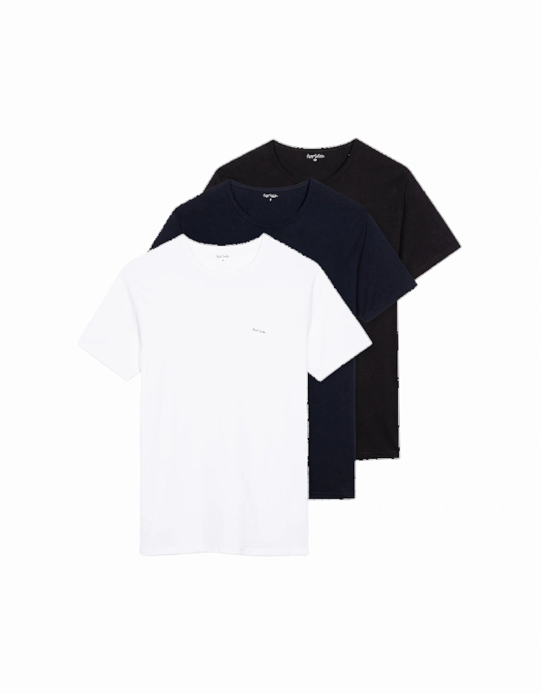 3-Pack Logo Organic Cotton T-Shirts, Black/White/Navy