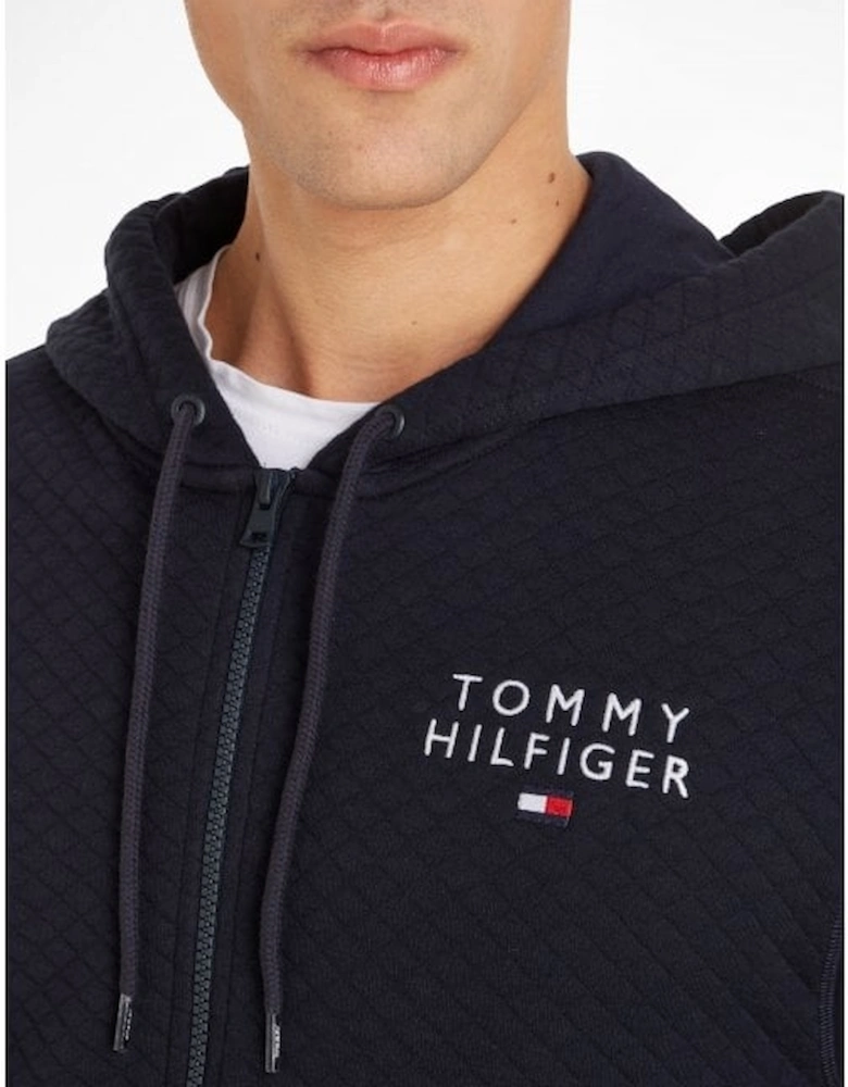 Premium Quilted Full-Zip Tracksuit Hoodie, Navy