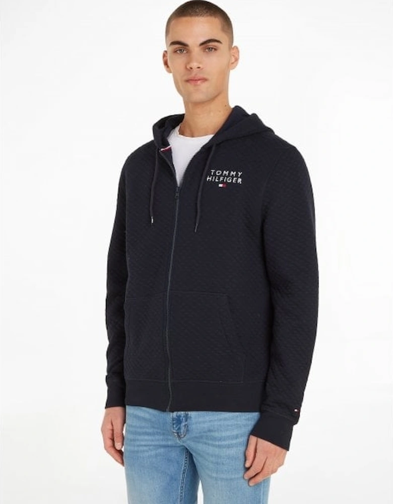 Premium Quilted Full-Zip Tracksuit Hoodie, Navy