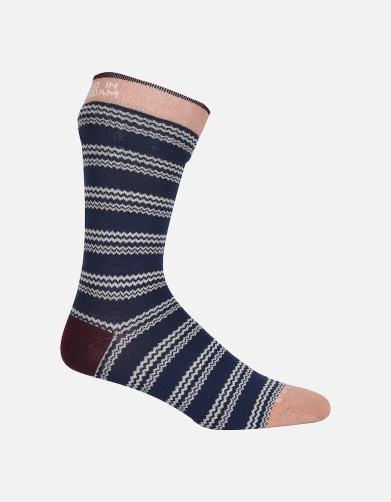 2-Pack Zag Stripe & Geo Dot Socks, Navy/Blue
