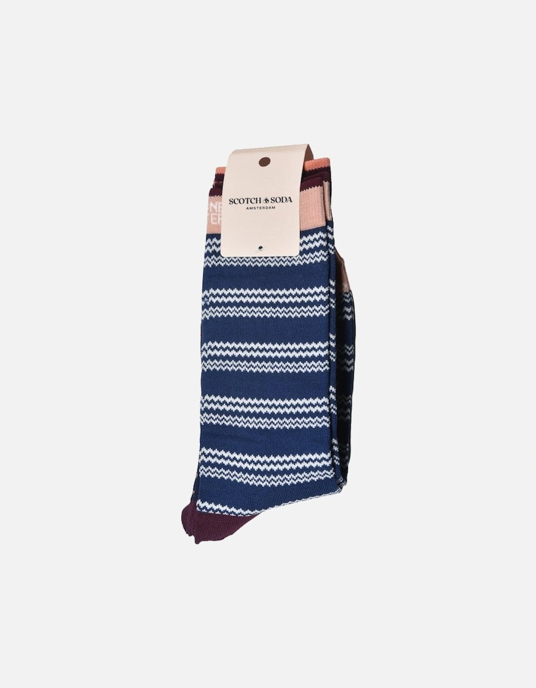 2-Pack Zag Stripe & Geo Dot Socks, Navy/Blue