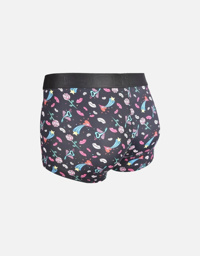 Amour Print Boxer Trunk, Black