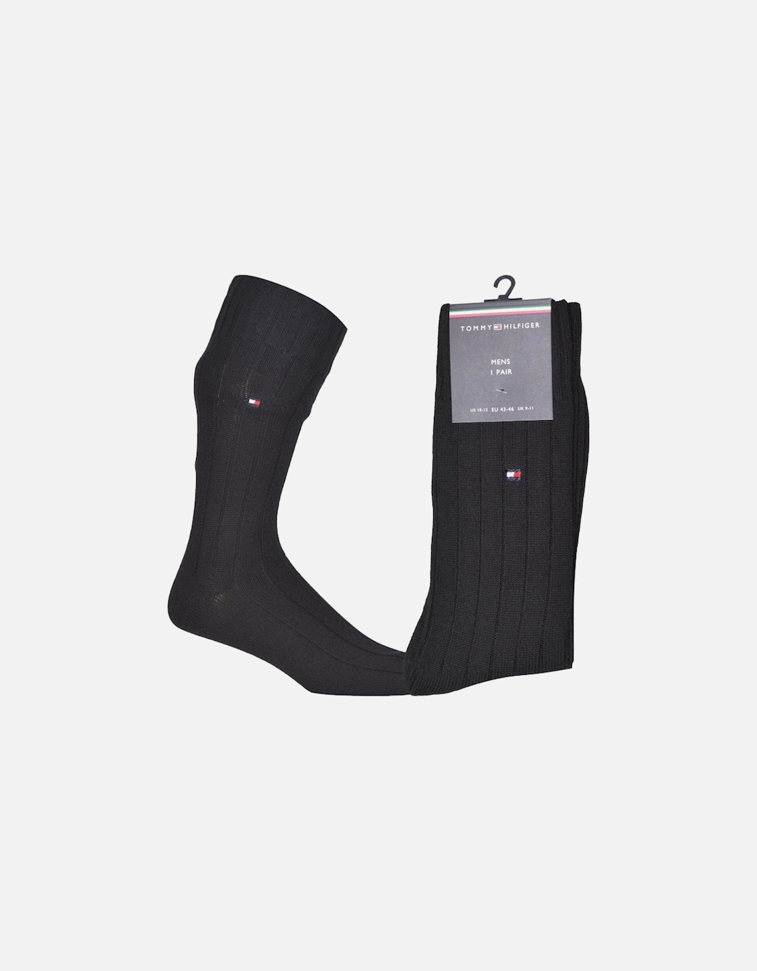 Merino Wool Ribbed Boot Socks, Black, 4 of 3