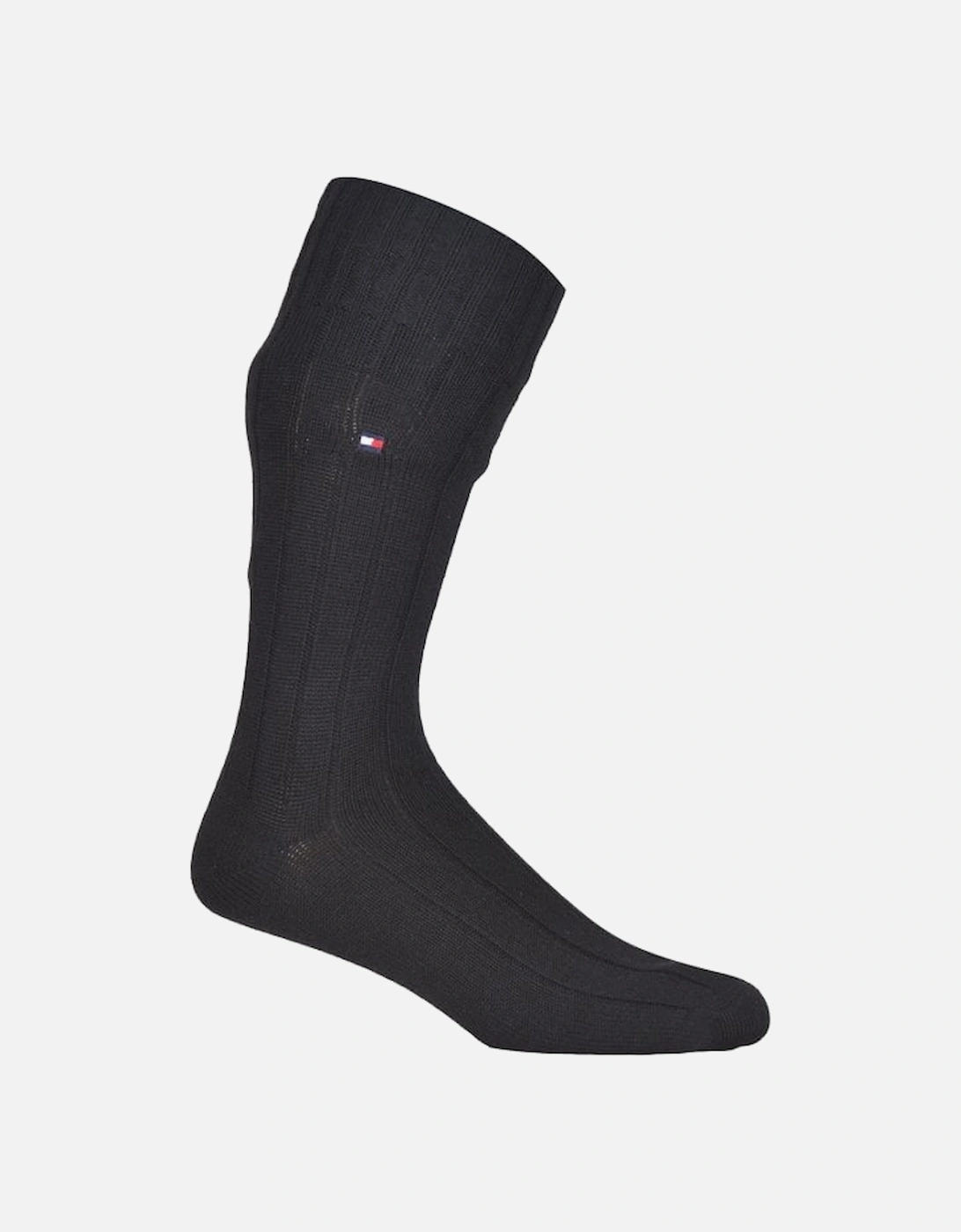 Merino Wool Ribbed Boot Socks, Black