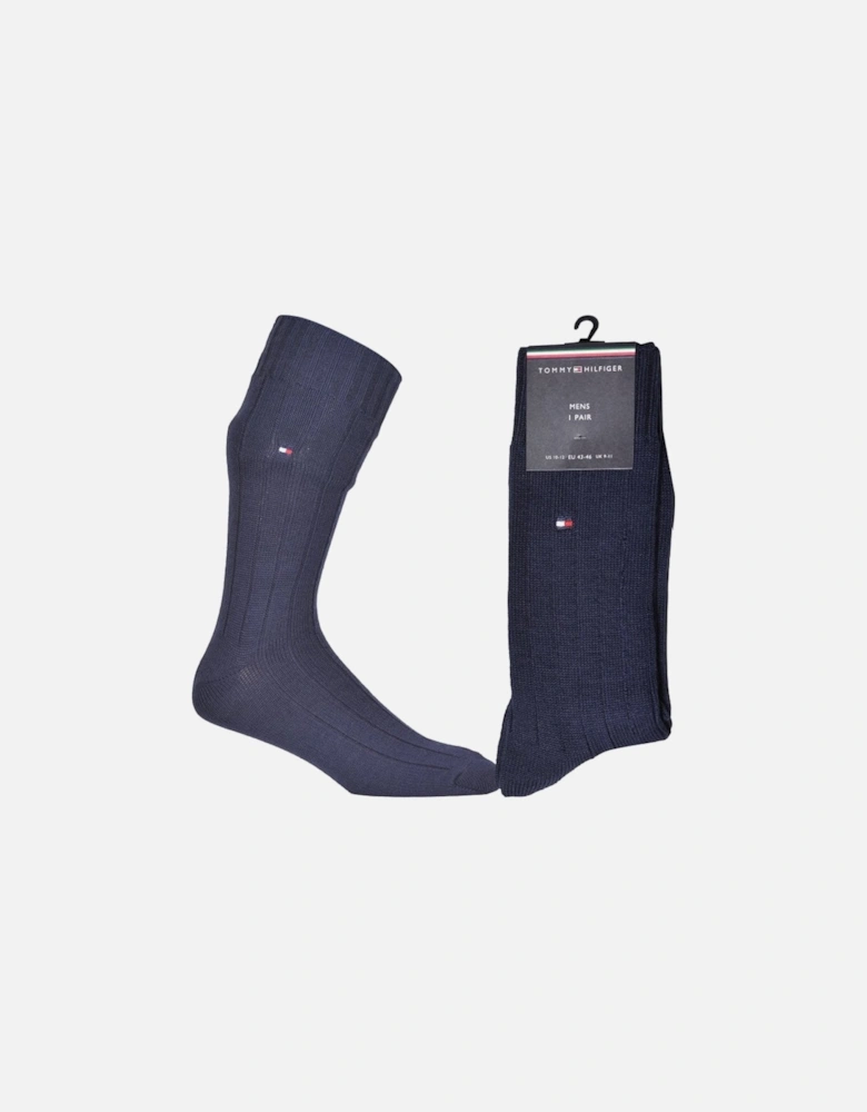 Merino Wool Ribbed Boot Socks, Navy