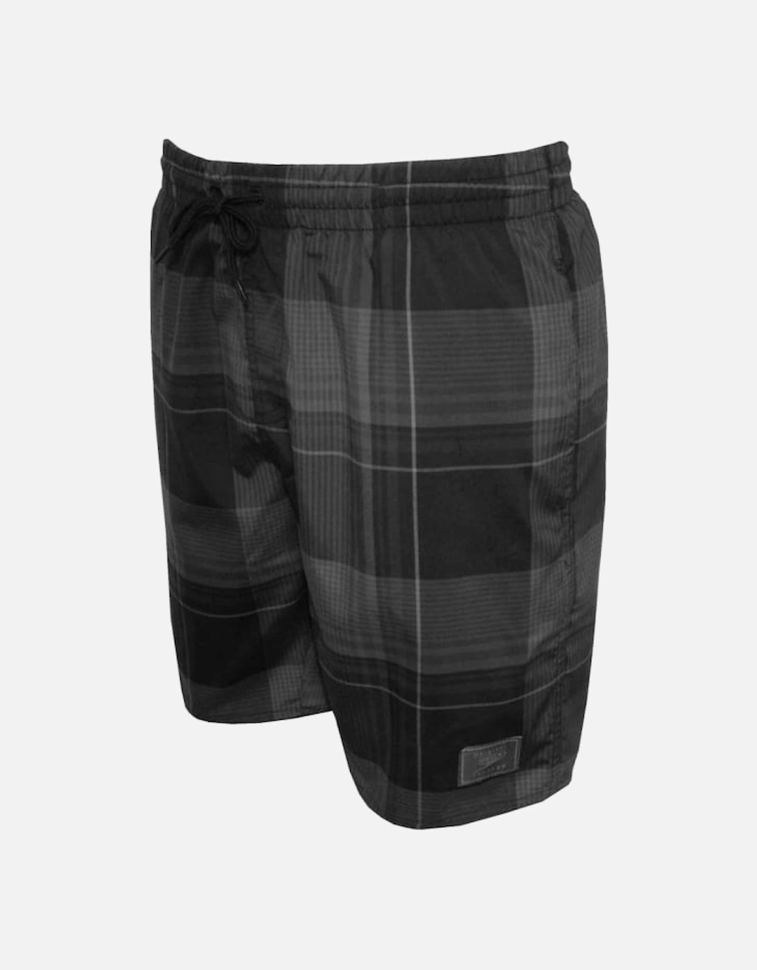 Fade Check Yarn Dyed Leisure 18" Swim Shorts, Black/Grey