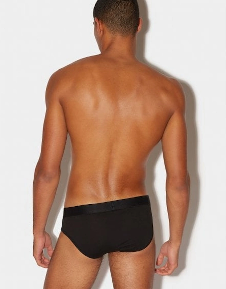 Angled Logo Low-Rise Brief, Black/white